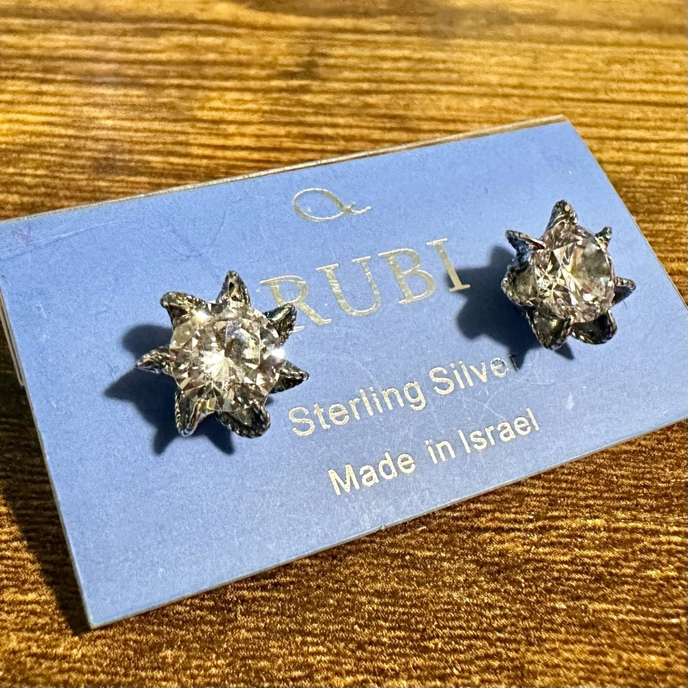 Nip Rubi Sterling Silver & Cubic Zirconia Sun Stu… - image 1